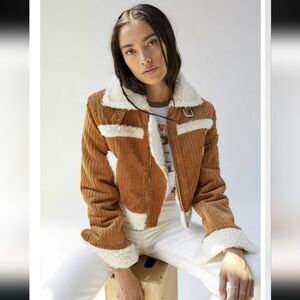 Urban Outfitters BDG Salem Corduroy Sherpa Cropped Jacket